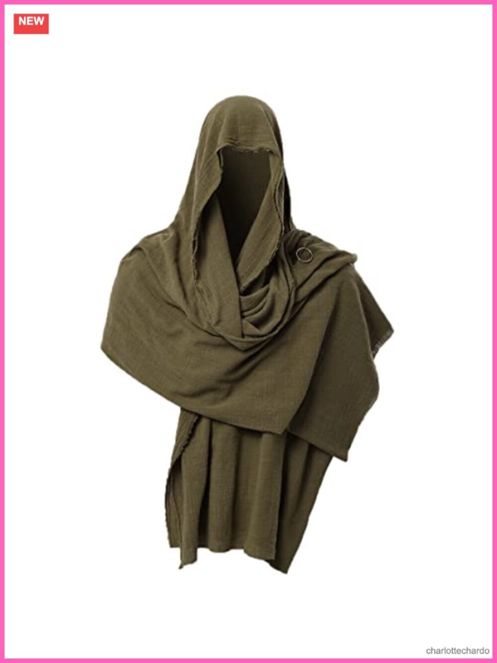 Linen Hooded Cowl Wrap Shawl Medieval Shaman Costume Accessory